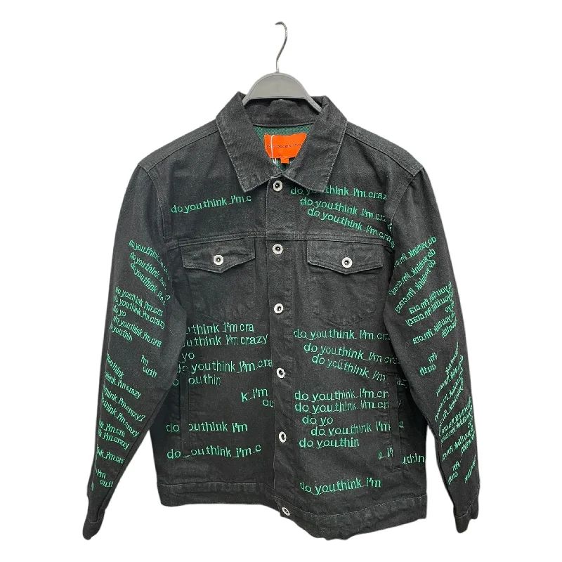 WHO DECIDES WAR/Denim Jkt/S/Denim/BLK/All Over Print/text denim jkt