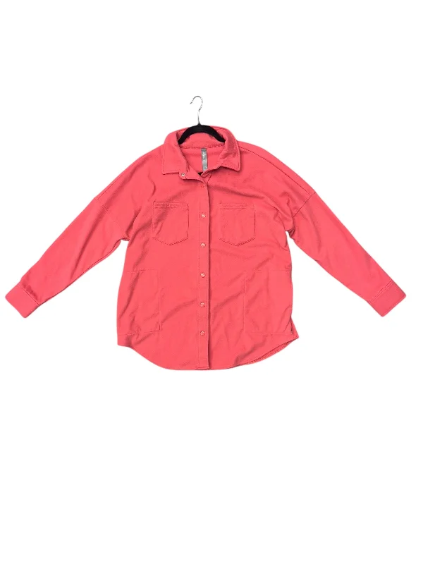 Jacket Shirt By Mondetta In Coral, Size: L