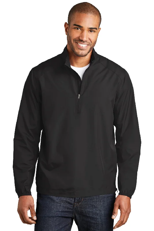 Port Authority Mens Zephyr Wind & Water Resistant 1/4 Zip Jacket - Black