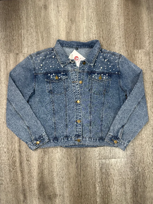 Jacket Denim By TANMING In Blue Denim, Size: L