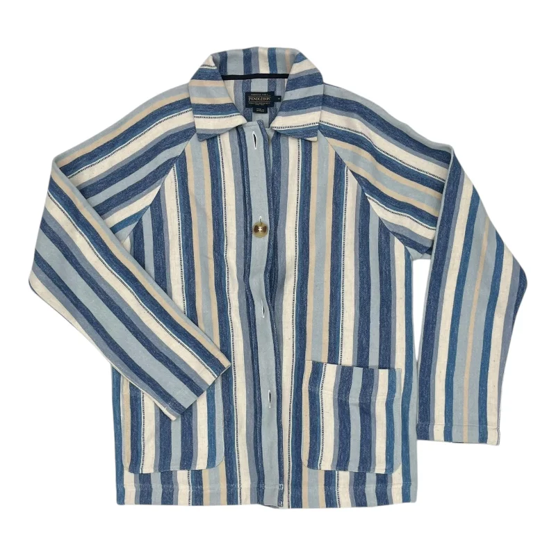 Jacket Shirt By Pendleton In Blue & White, Size:S