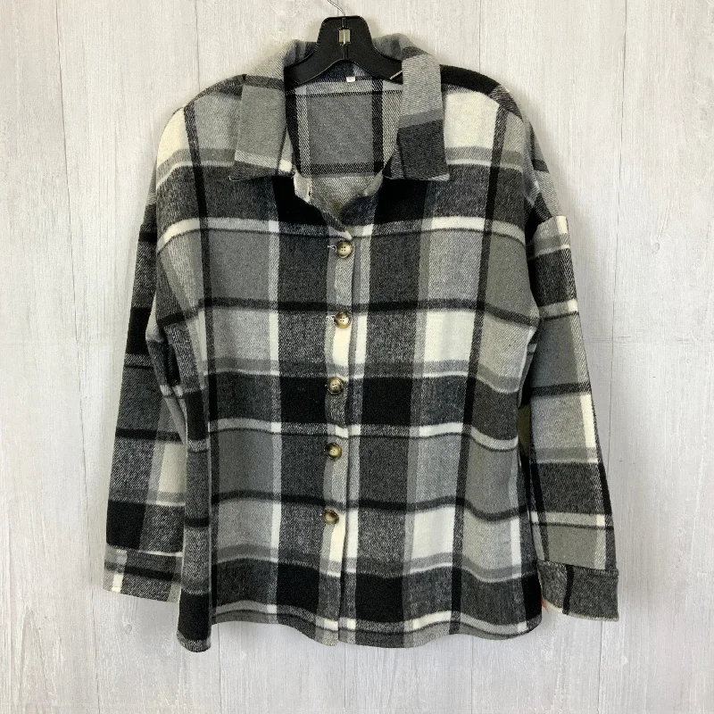 Jacket Shirt By Clothes Mentor In Plaid Pattern, Size: L