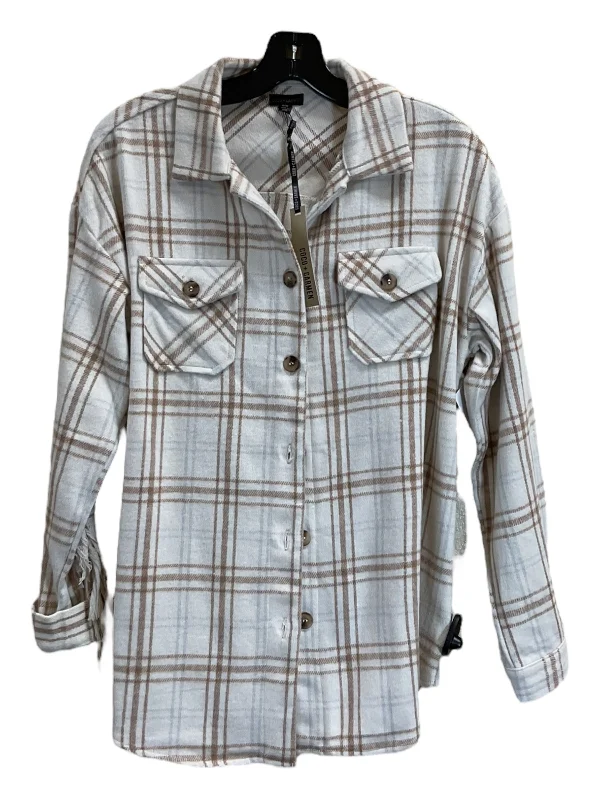 Jacket Shirt By Coco And Carmen In Plaid Pattern, Size: M