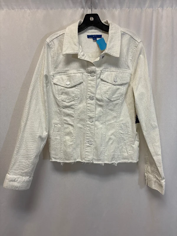 Jacket Denim By Apt 9 In White Denim, Size: L