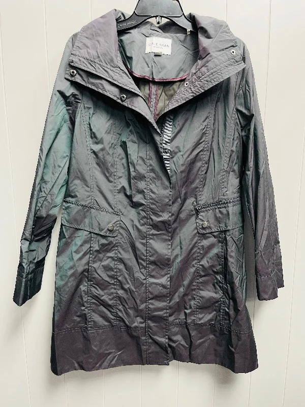 Jacket Windbreaker By Cole-haan In Grey, Size: L