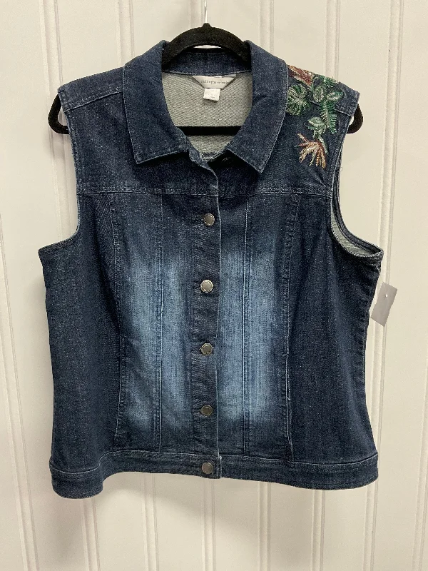 Vest Other By Christopher And Banks In Blue Denim, Size:L