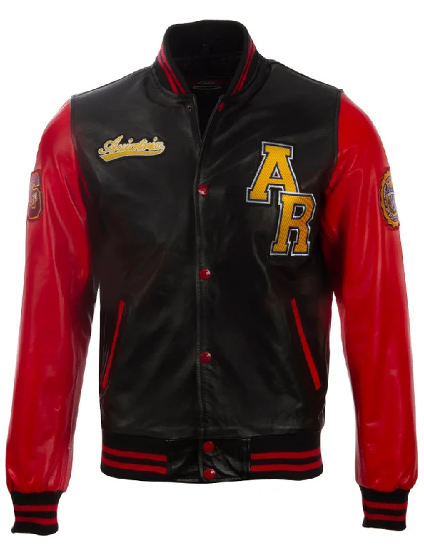 VZH7 Men's Varsity Jacket - Black/Red