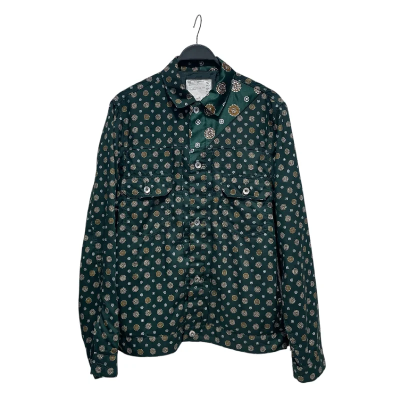 Sacai/Denim Jkt/3/Green/Polyester/All Over Print/21-02536M