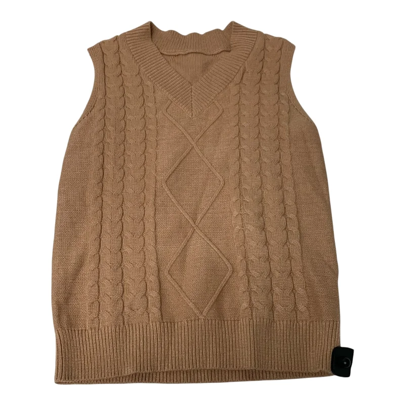 Vest Sweater By Clothes Mentor In Tan, Size: S