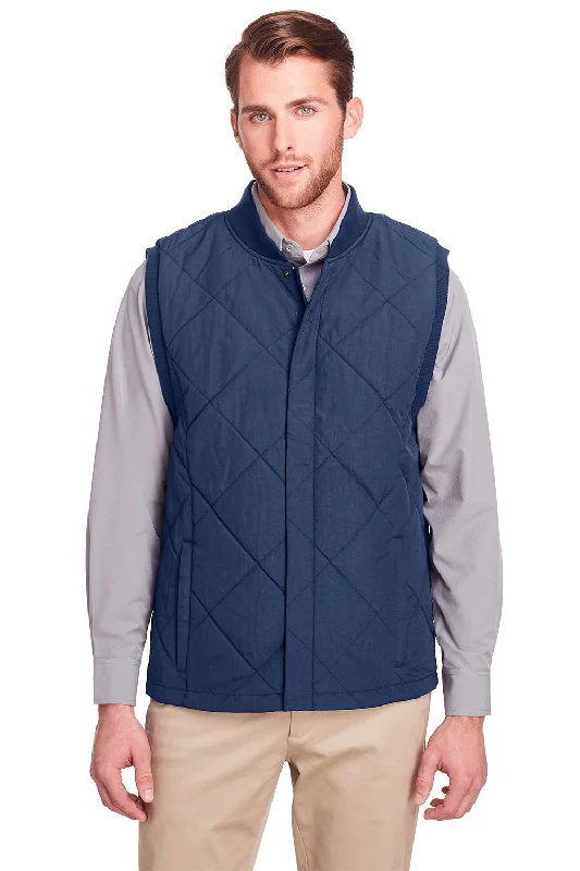 UltraClub Mens Dawson Water Resistant Quilted Full Zip Vest - Navy Blue - Closeout