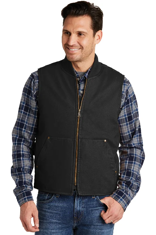 CornerStone Mens Duck Cloth Full Zip Vest - Black