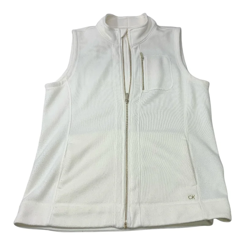 Vest Sweater By Calvin Klein In White, Size: L