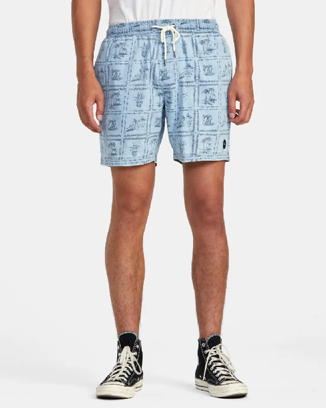 Escape Chambray Elasticized Shorts - Washed Denim