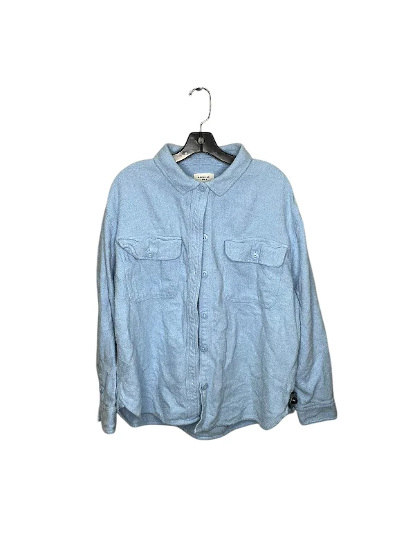 Jacket Shirt By American Eagle In Blue, Size: L