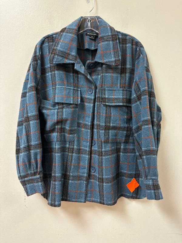 Jacket Shirt By Clothes Mentor In Blue, Size: M