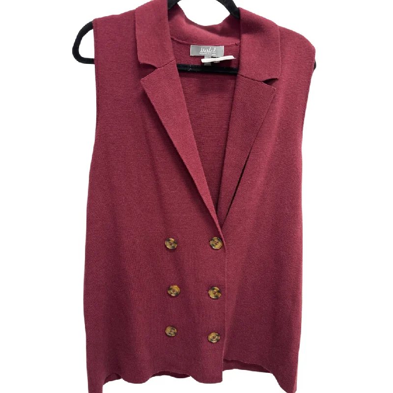 Vest Sweater By Marled In Maroon, Size: Xl