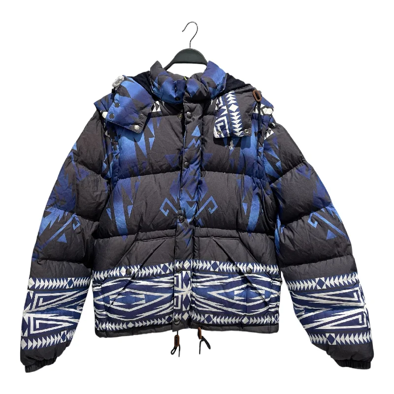 POLO RALPH LAUREN/Puffer Jkt/L/Nylon/BLU/All Over Print/Aztec Desgin