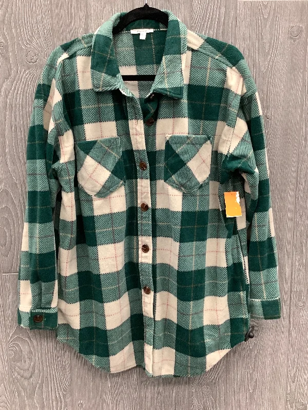 Jacket Fleece By Maurices In Plaid Pattern, Size: L