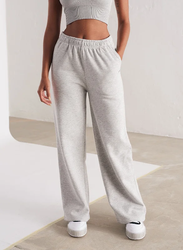 Light Grey Melange Straight Fit Sweatpants