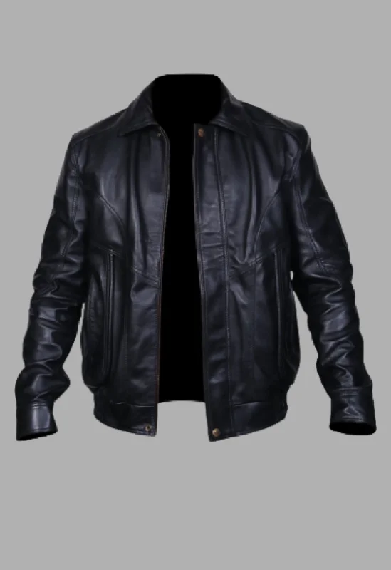 Flight Bomber Safari Leather Jacket