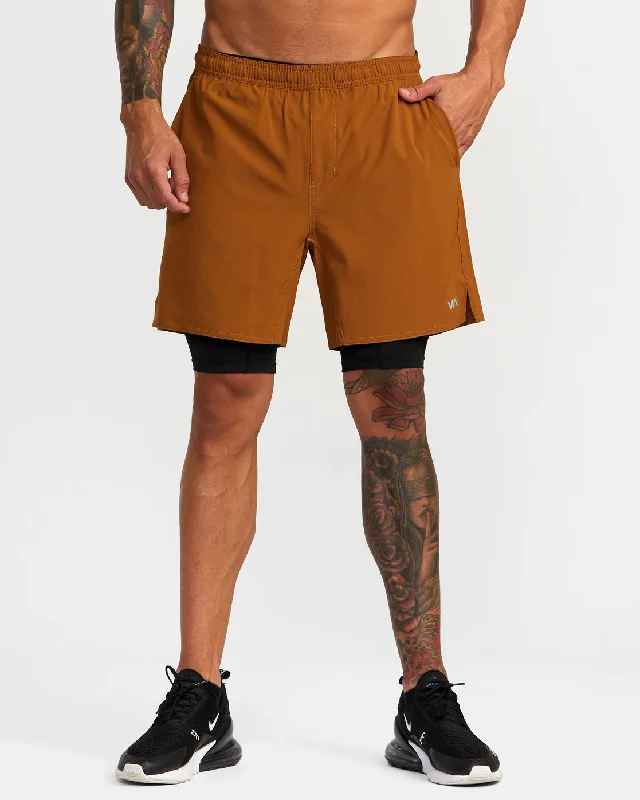 Yogger Train 2-In-1 17" Workout Shorts - Tobacco