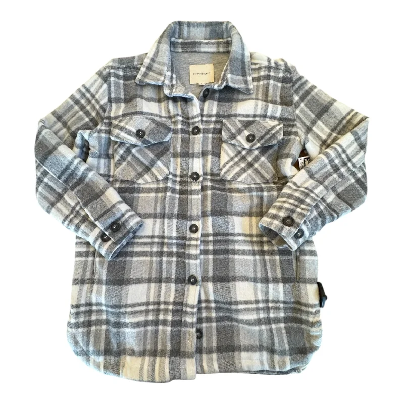 Jacket Shirt By Thread And Supply In Grey & White, Size: S